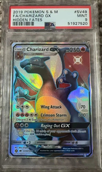 2019 Pokemon Hidden Fates - Full Art CHARIZARD GX - #SV49 - PSA MINT 9 -